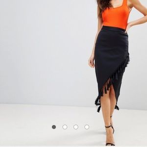 ASOS Scuba Pencil Skirt with Fringe Detail